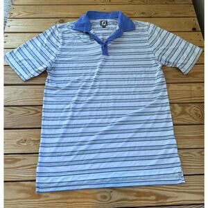 FJ Stripe Polo Shirt Size Medium Men’s White Short Sleeve